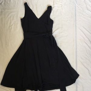 Black cotton wrap dress